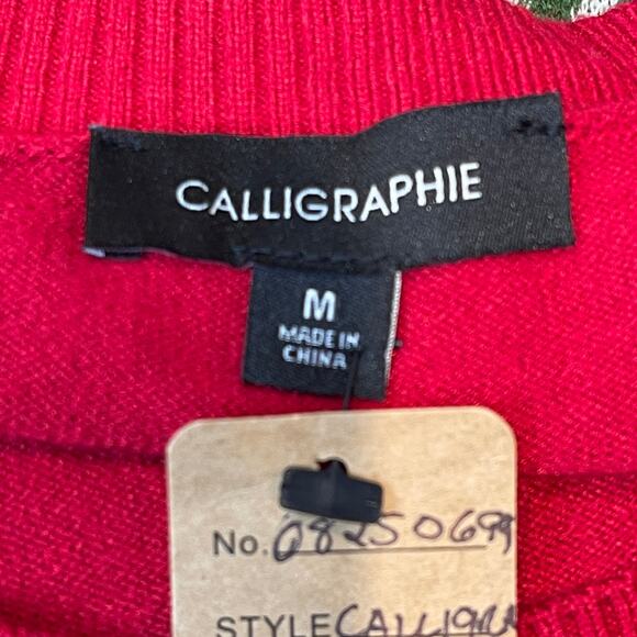 Calligraphie CHEERS Rhinestone Holiday Christmas Sweater Size Medium - Picture 4 of 5